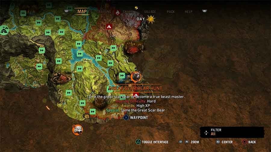 Far Cry Primal Beast Taming Guide - Great Scar Bear Location